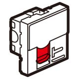 奧特_帶鎖_6類非屏蔽模塊_一口_帶適配器_2M_白色_紅色擋板