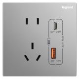 羅格朗開關插座 逸景 深砂銀 30W Type A+C USB充電五孔插座